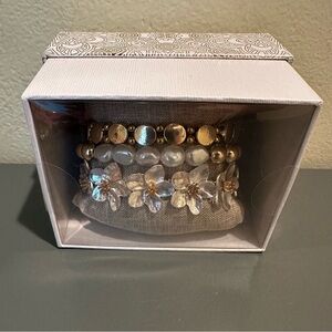 Nicole Miller Gold and Silver Bracelet Set with Gift Box